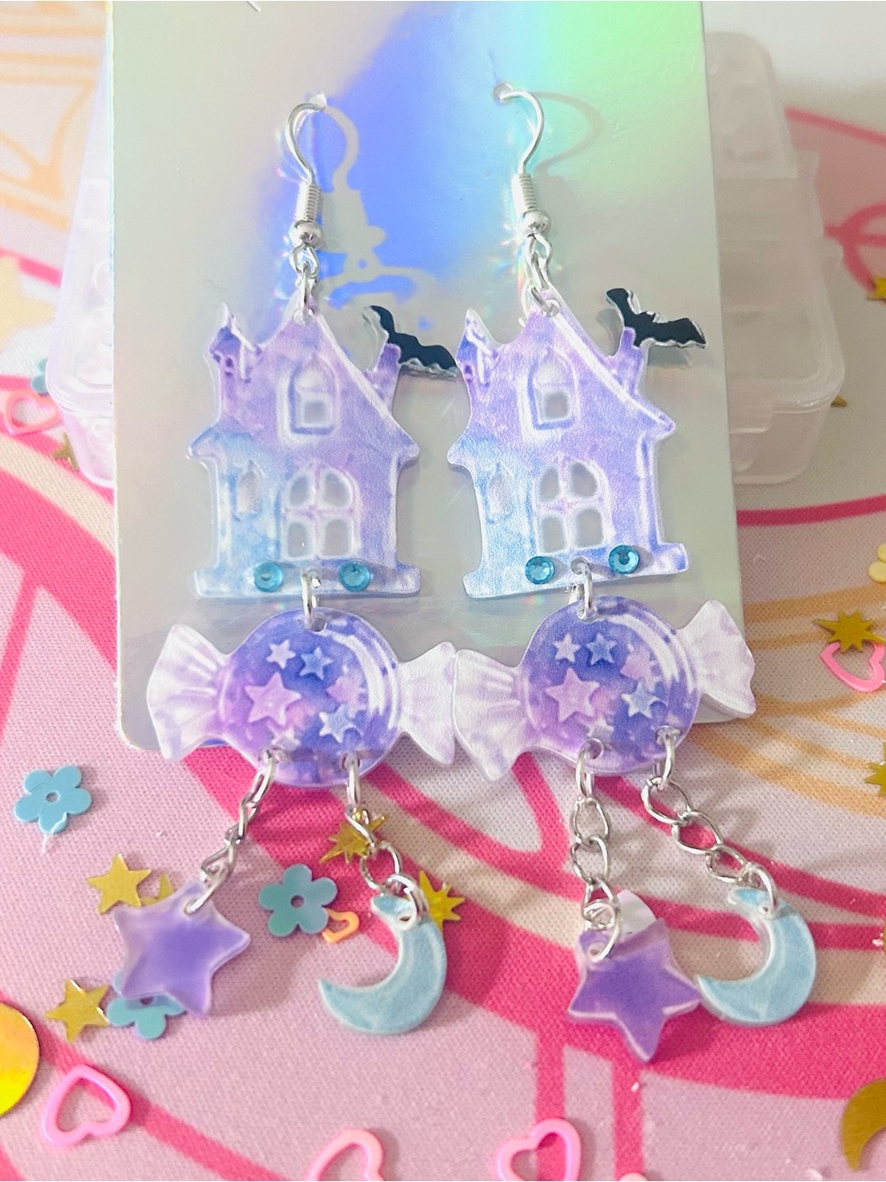 Halloween Candy Trick or Treat House Earrings